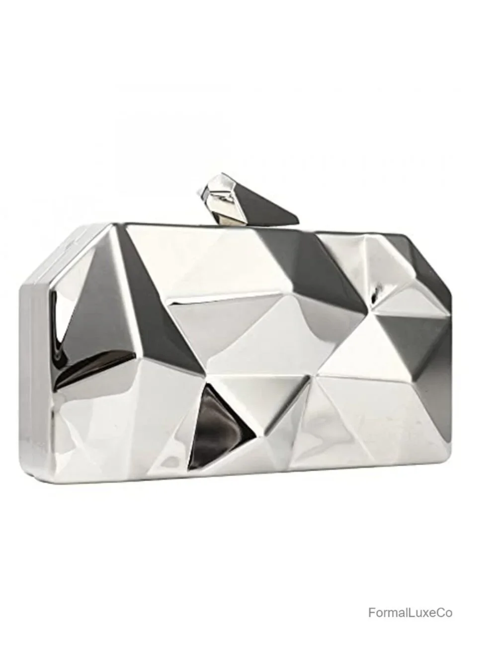 Geometric Lattice Metal Evening Bag Clutch with Chain for Weddings and Prom